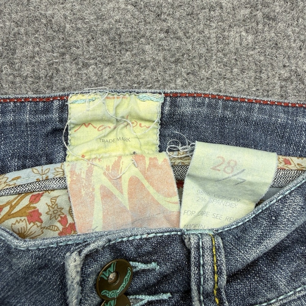 Marlow Jeans Women's Embroidered Flowers Size 28/7 Y2K Flare - Picture 2 of 6
